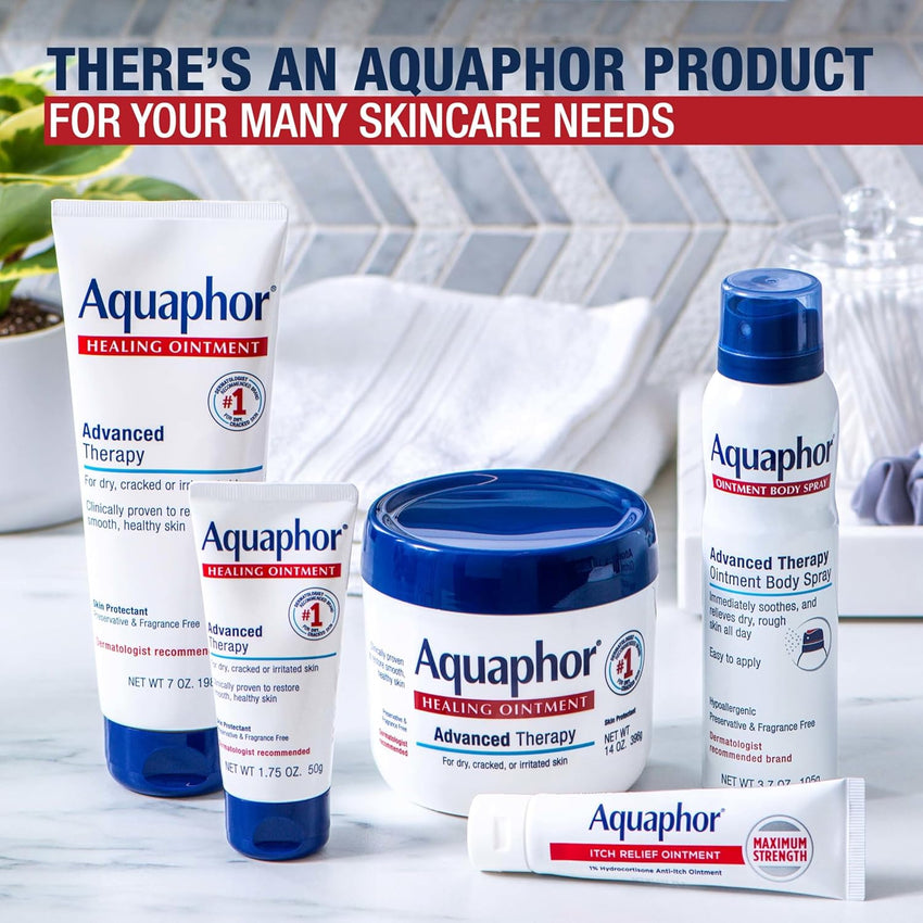 Aquaphor Advanced Therapy Healing Ointment, Hypoallergenic, Fragrance Free Body Moisturizer for Dry Skin and Minor Wound Care, Travel Size Skin Care Set, 1.75 Oz Tube, Pack of 3 - 7DAY'S