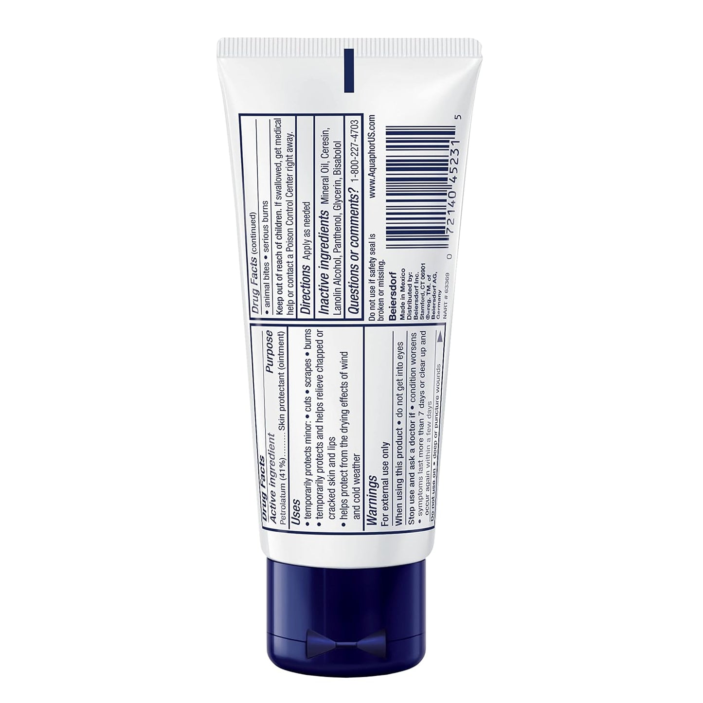 Aquaphor Advanced Therapy Healing Ointment, Hypoallergenic, Fragrance Free Body Moisturizer for Dry Skin and Minor Wound Care, Travel Size Skin Care Set, 1.75 Oz Tube, Pack of 3 - 7DAY'S