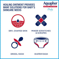 Aquaphor Baby Healing Ointment Advanced Therapy Skin Protectant for Chapped or Dry Skin, Drool Rash and Diaper Rash Ointment, Hypoallergenic Baby Essentials, Travel Size, 0.35 Oz Tube, Pack of 2 - 7DAY'S