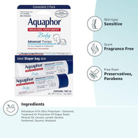 Aquaphor Baby Healing Ointment Advanced Therapy Skin Protectant for Chapped or Dry Skin, Drool Rash and Diaper Rash Ointment, Hypoallergenic Baby Essentials, Travel Size, 0.35 Oz Tube, Pack of 2 - 7DAY'S