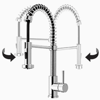 Aqucubic Commercial Single Handle Single Lever Pull Down Sprayer Spring Kitchen Sink Faucet - 7DAY'S