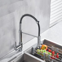Aqucubic Commercial Single Handle Single Lever Pull Down Sprayer Spring Kitchen Sink Faucet - 7DAY'S