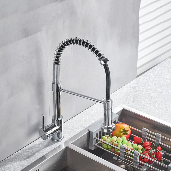 Aqucubic Commercial Single Handle Single Lever Pull Down Sprayer Spring Kitchen Sink Faucet - 7DAY'S