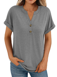 AUTOMET Women's Short Sleeve Shirts Henley Dressy Casual Summer Tops 2025 Trendy Blouses Cute T-Shirts Outfits Clothes - 7DAY'S