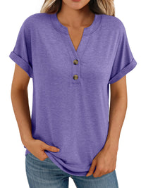 AUTOMET Women's Short Sleeve Shirts Henley Dressy Casual Summer Tops 2025 Trendy Blouses Cute T-Shirts Outfits Clothes - 7DAY'S