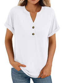 AUTOMET Women's Short Sleeve Shirts Henley Dressy Casual Summer Tops 2025 Trendy Blouses Cute T-Shirts Outfits Clothes - 7DAY'S