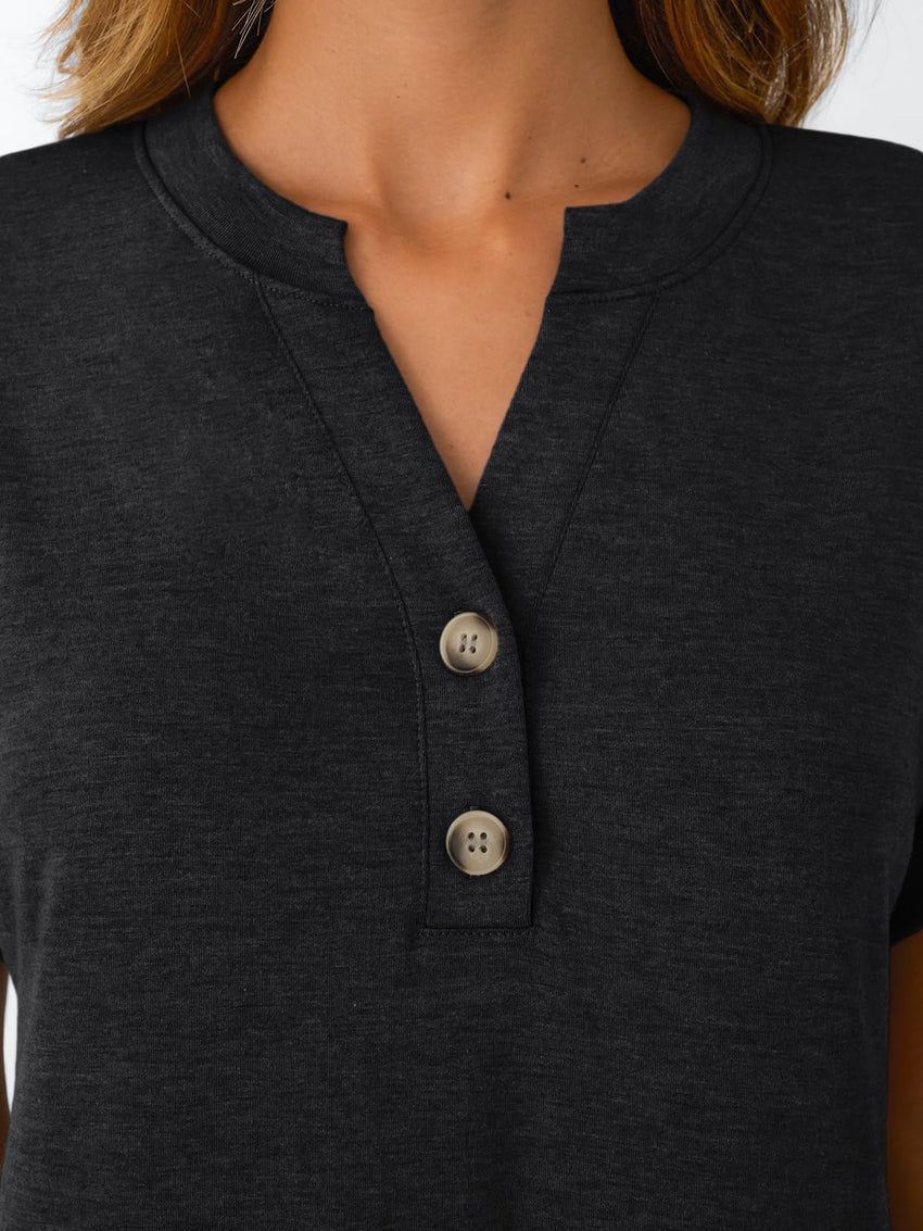 AUTOMET Women's Short Sleeve Shirts Henley Dressy Casual Summer Tops 2025 Trendy Blouses Cute T-Shirts Outfits Clothes - 7DAY'S