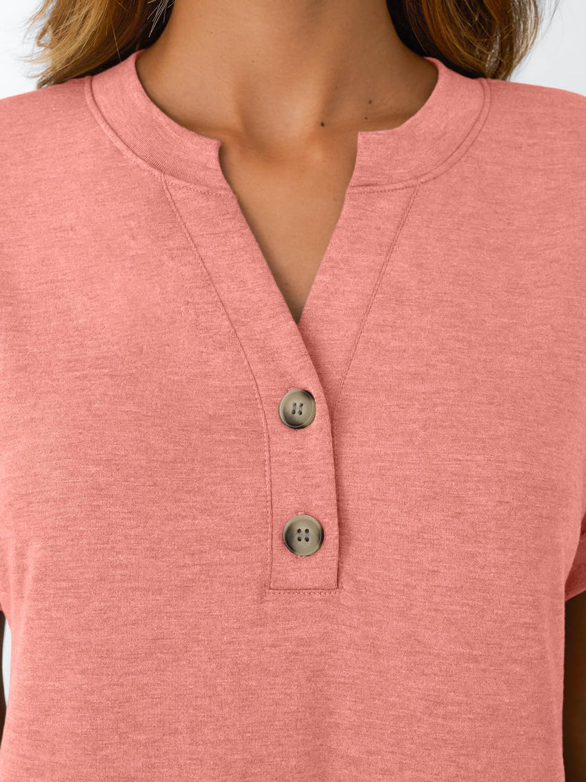 AUTOMET Women's Short Sleeve Shirts Henley Dressy Casual Summer Tops 2025 Trendy Blouses Cute T-Shirts Outfits Clothes - 7DAY'S