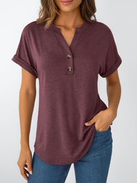 AUTOMET Women's Short Sleeve Shirts Henley Dressy Casual Summer Tops 2025 Trendy Blouses Cute T-Shirts Outfits Clothes - 7DAY'S