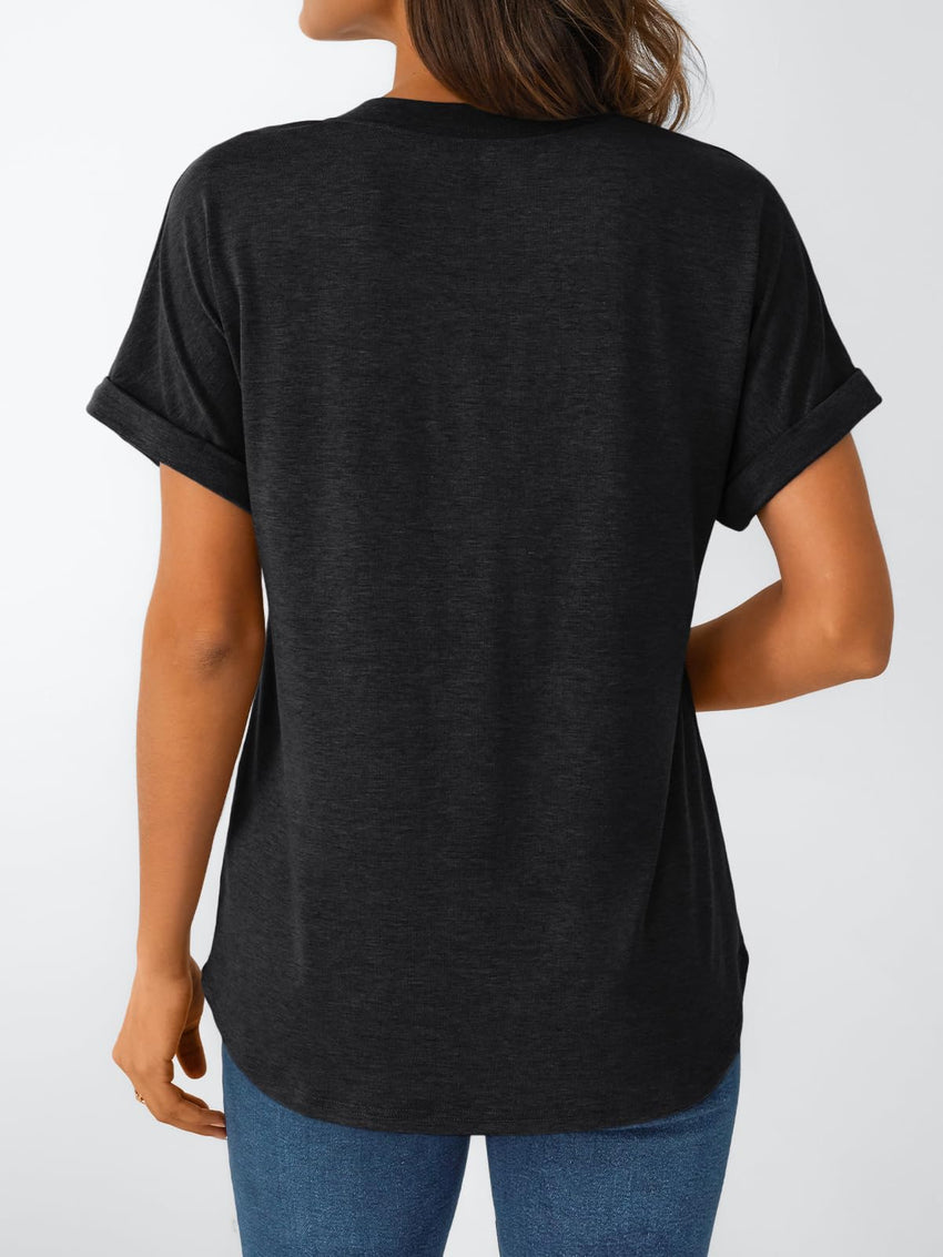 AUTOMET Women's Short Sleeve Shirts Henley Dressy Casual Summer Tops 2025 Trendy Blouses Cute T-Shirts Outfits Clothes - 7DAY'S