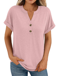 AUTOMET Women's Short Sleeve Shirts Henley Dressy Casual Summer Tops 2025 Trendy Blouses Cute T-Shirts Outfits Clothes - 7DAY'S