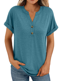 AUTOMET Women's Short Sleeve Shirts Henley Dressy Casual Summer Tops 2025 Trendy Blouses Cute T-Shirts Outfits Clothes - 7DAY'S