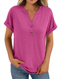 AUTOMET Women's Short Sleeve Shirts Henley Dressy Casual Summer Tops 2025 Trendy Blouses Cute T-Shirts Outfits Clothes - 7DAY'S