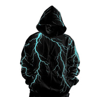 Autumn and winter new lightning pattern zipper hoodie men's fashion long sleeve 3D printed zipper sweater - 7DAY'S