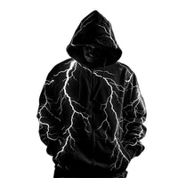 Autumn and winter new lightning pattern zipper hoodie men's fashion long sleeve 3D printed zipper sweater - 7DAY'S