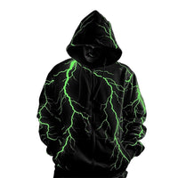 Autumn and winter new lightning pattern zipper hoodie men's fashion long sleeve 3D printed zipper sweater - 7DAY'S