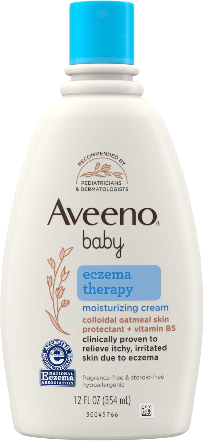 Aveeno Baby Eczema Therapy Moisturizing Cream, Natural Colloidal Oatmeal & Vitamin B5, Baby Cream for Dry, Itchy, Irritated Skin Due to Eczema, Paraben - & Steroid - Free, 12 fl. oz - 7DAY'S