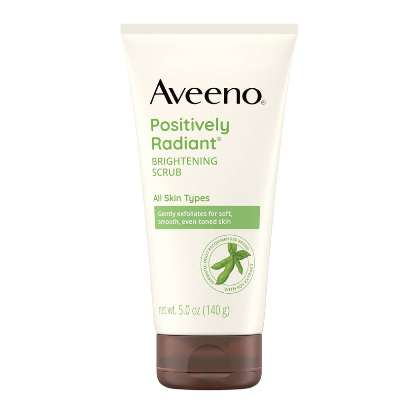 Aveeno Positively Radiant Skin Brightening Exfoliating Daily Facial Scrub, Moisture - Rich Soy Extract, helps improve skin tone & texture, Oil - & Soap - Free, Hypoallergenic, 5 oz - 7DAY'S