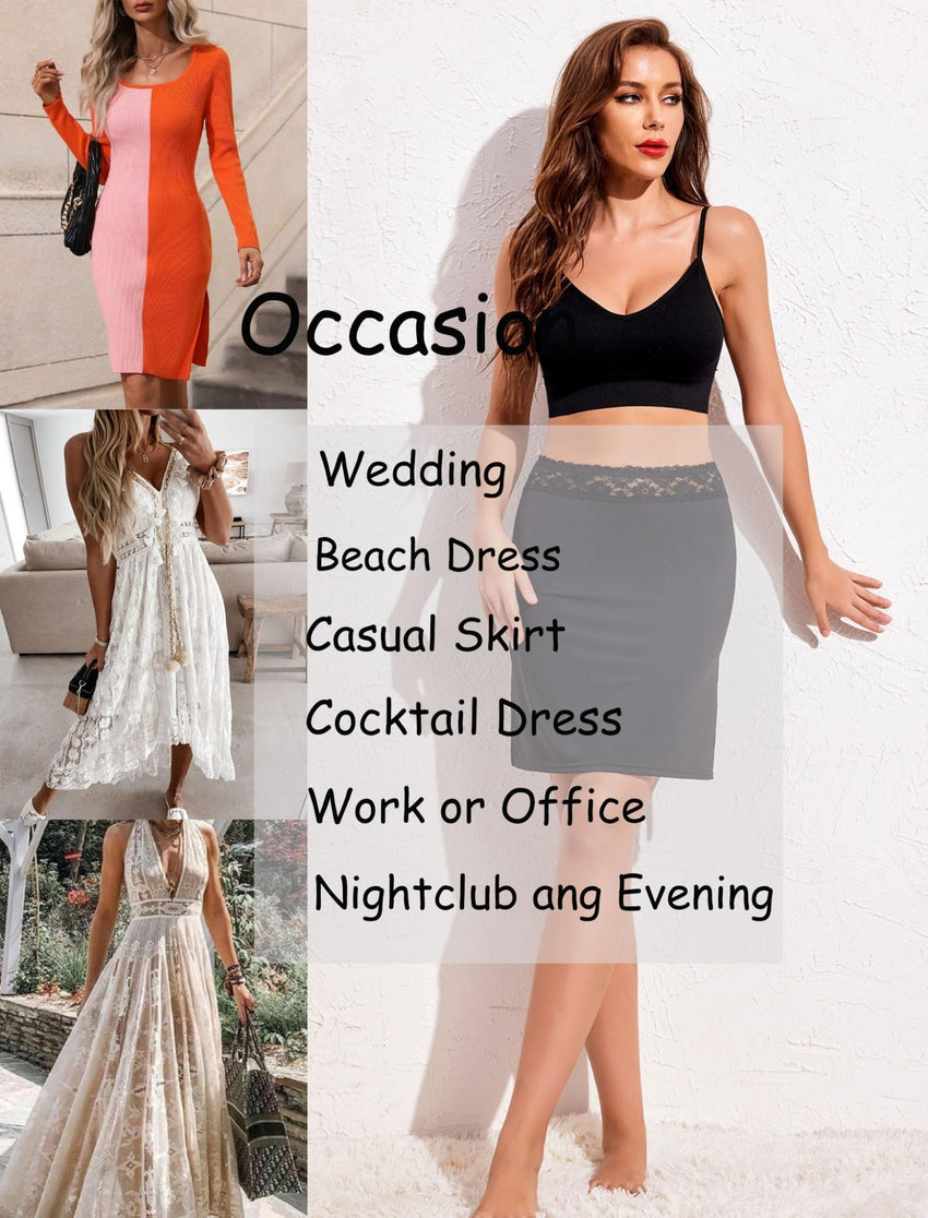 Avidlove Half Slips for Women Underskirt Slip Skirt with Floral Lace Waistband - 7DAY'S