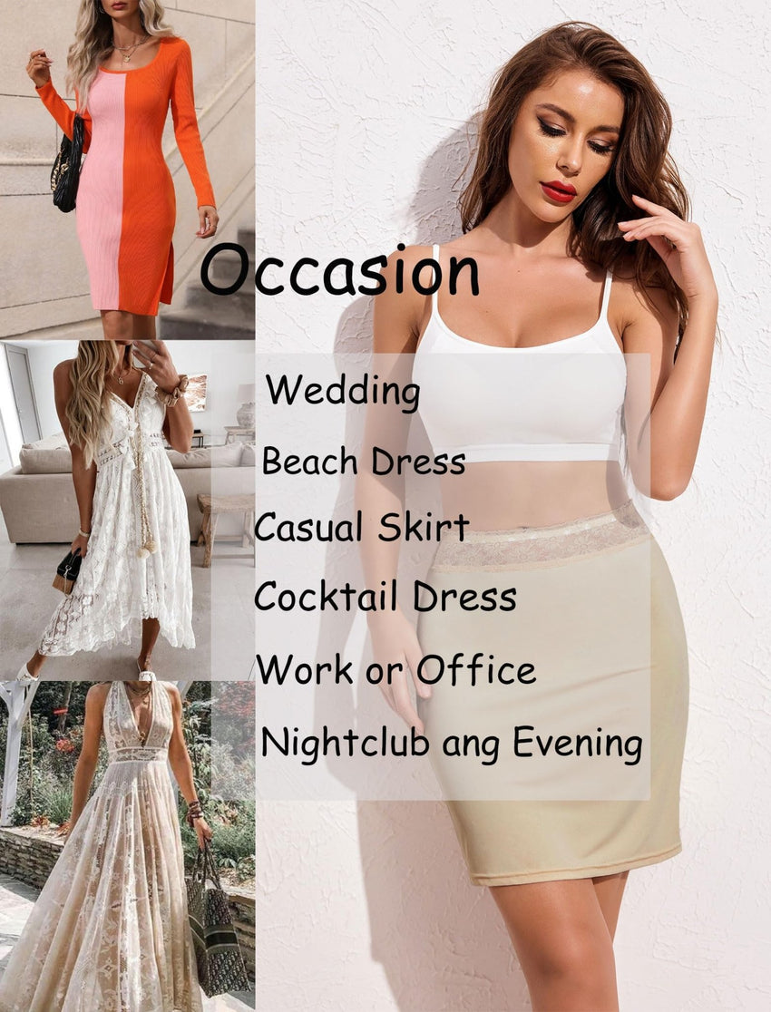 Avidlove Half Slips for Women Underskirt Slip Skirt with Floral Lace Waistband - 7DAY'S