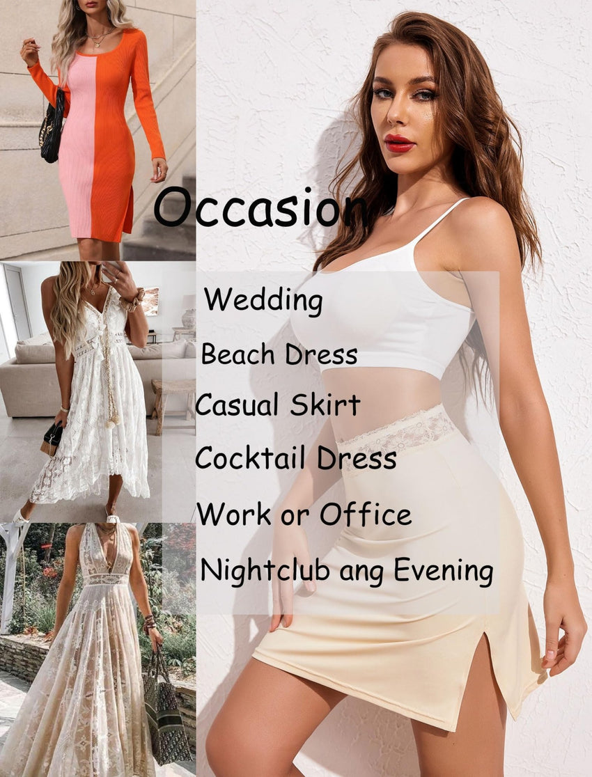 Avidlove Half Slips for Women Underskirt Slip Skirt with Floral Lace Waistband - 7DAY'S