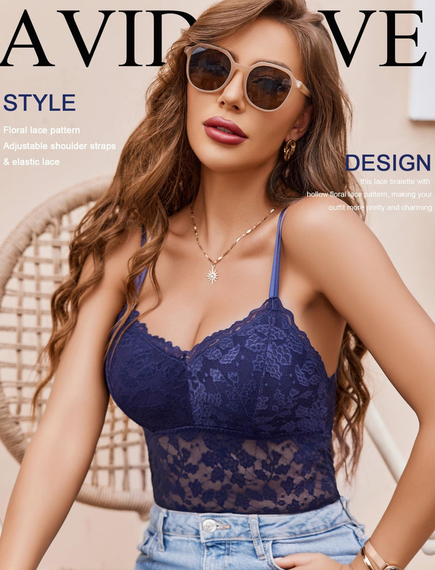 Avidlove Lace Bralette for Women V Neck Camisole Lingerie Spaghetti Strap Tube Slim Tank Top - 7DAY'S