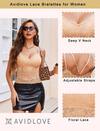 Avidlove Lace Bralette for Women V Neck Camisole Lingerie Spaghetti Strap Tube Slim Tank Top - 7DAY'S