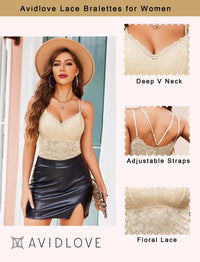 Avidlove Lace Bralette for Women V Neck Camisole Lingerie Spaghetti Strap Tube Slim Tank Top - 7DAY'S
