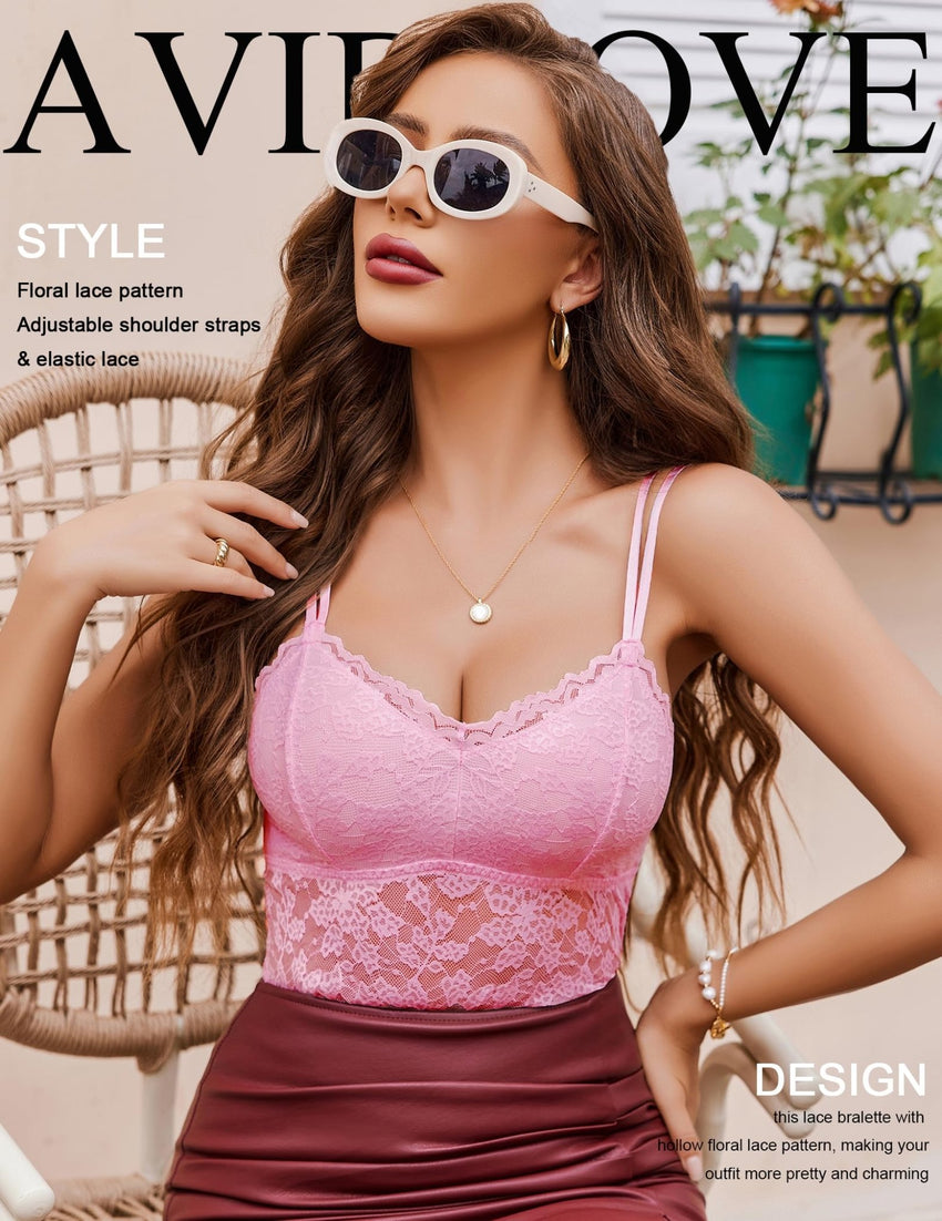 Avidlove Lace Bralette for Women V Neck Camisole Lingerie Spaghetti Strap Tube Slim Tank Top - 7DAY'S