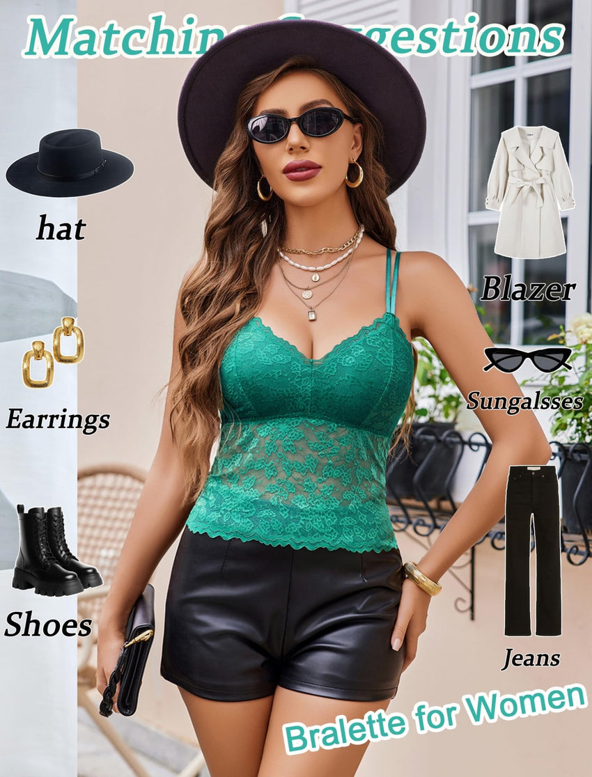 Avidlove Lace Bralette for Women V Neck Camisole Lingerie Spaghetti Strap Tube Slim Tank Top - 7DAY'S