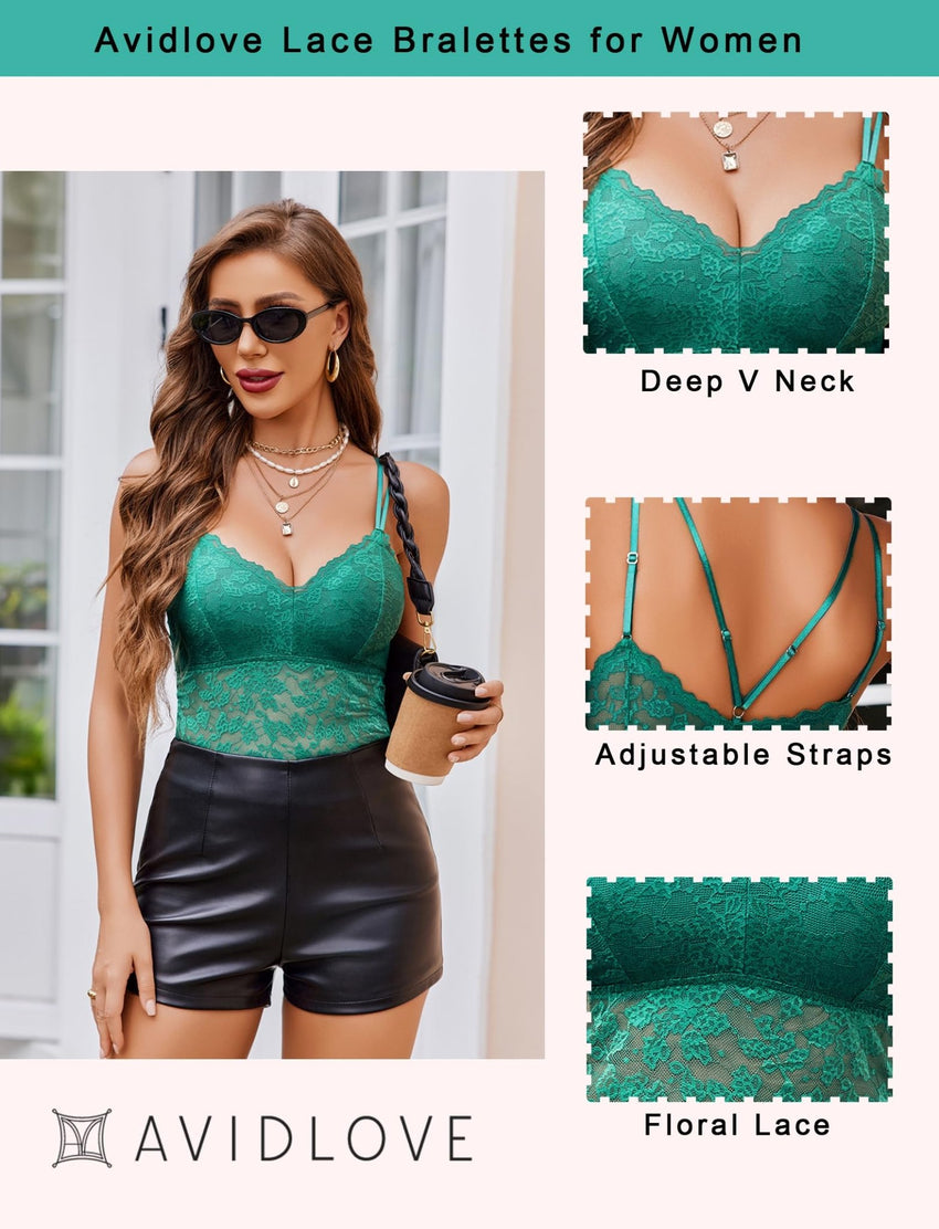 Avidlove Lace Bralette for Women V Neck Camisole Lingerie Spaghetti Strap Tube Slim Tank Top - 7DAY'S