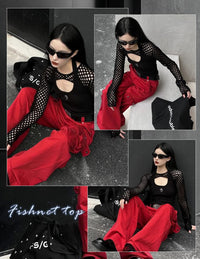 Avidlove Women Fishnet Long Sleeve Crop Top See Through Shirt Sheer Blouse Sexy Outfits - 7DAY'S