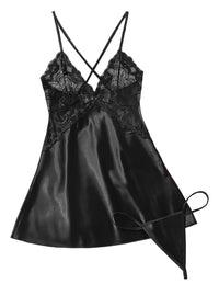 Avidlove Women Lingerie V Neck Nightwear Satin Sleepwear Lace Chemise Mini Teddy - 7DAY'S