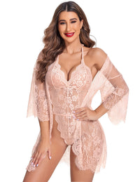 Avidlove Women Sexy Lingerie Set 2 Piece Lace Kimono Robe with Lace Teddy Lingerie Bodysuit - 7DAY'S