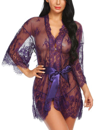 Avidlove Women's Lace Kimono Robe Babydoll Lingerie Mesh Nightgown S - 5XL - 7DAY'S