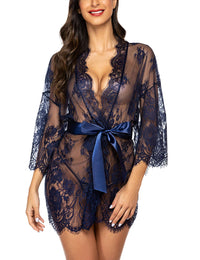 Avidlove Women's Lace Kimono Robe Babydoll Lingerie Mesh Nightgown S - 5XL - 7DAY'S