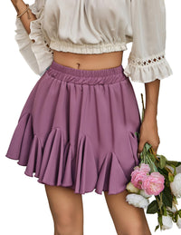 Avidlove Women's Pleated Skater Skirt Basic Casual High Waisted Ruffles Flared Mini Lingerie Skirts - 7DAY'S