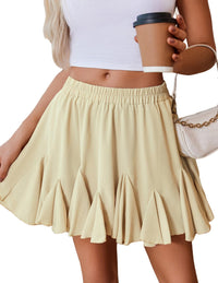 Avidlove Women's Pleated Skater Skirt Basic Casual High Waisted Ruffles Flared Mini Lingerie Skirts - 7DAY'S