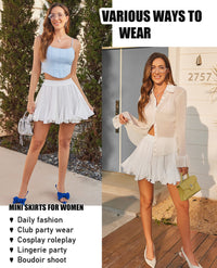 Avidlove Women's Pleated Skater Skirt Basic Casual High Waisted Ruffles Flared Mini Lingerie Skirts - 7DAY'S