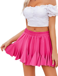 Avidlove Women's Pleated Skater Skirt Basic Casual High Waisted Ruffles Flared Mini Lingerie Skirts - 7DAY'S