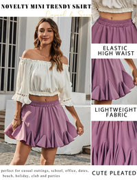 Avidlove Women's Pleated Skater Skirt Basic Casual High Waisted Ruffles Flared Mini Lingerie Skirts - 7DAY'S