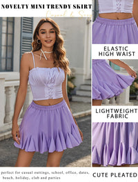 Avidlove Women's Pleated Skater Skirt Basic Casual High Waisted Ruffles Flared Mini Lingerie Skirts - 7DAY'S
