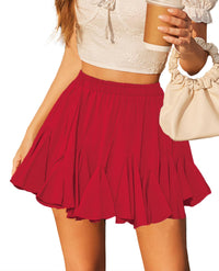 Avidlove Women's Pleated Skater Skirt Basic Casual High Waisted Ruffles Flared Mini Lingerie Skirts - 7DAY'S