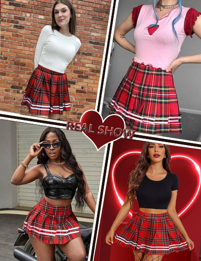 Avidlove Womens Pleated Skirt School Uniform Skirt Mini Skirt Pleated Cheer Skirt - 7DAY'S