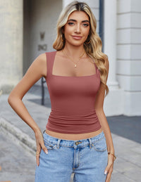 Avidlove Women's Square Neck Tank Top Sleeveless Double Lined Basic Crop Tops Going Out Shirt Slim Fit Summer - 7DAY'S