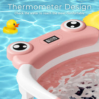 Baby Bathtub, Collapsible Newborn Bathtub for Infant to Toddler 0 - 24 Months with Soft Cushion and Thermometer,Portable Travel Newborn Tub with No - Slip Feet, Baby Shower Gifts,Green - 7DAY'S