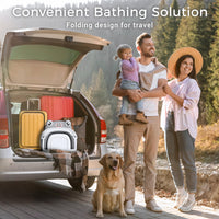 Baby Bathtub, Collapsible Newborn Bathtub for Infant to Toddler 0 - 24 Months with Soft Cushion and Thermometer,Portable Travel Newborn Tub with No - Slip Feet, Baby Shower Gifts,Green - 7DAY'S