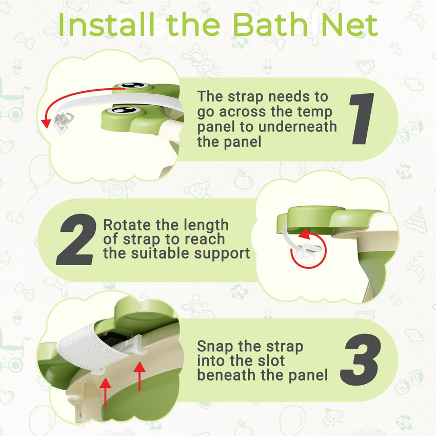 Baby Bathtub, Collapsible Newborn Bathtub for Infant to Toddler 0 - 24 Months with Soft Cushion and Thermometer,Portable Travel Newborn Tub with No - Slip Feet, Baby Shower Gifts,Green - 7DAY'S