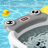 Baby Bathtub, Collapsible Newborn Bathtub for Infant to Toddler 0 - 24 Months with Soft Cushion and Thermometer,Portable Travel Newborn Tub with No - Slip Feet, Baby Shower Gifts,Green - 7DAY'S