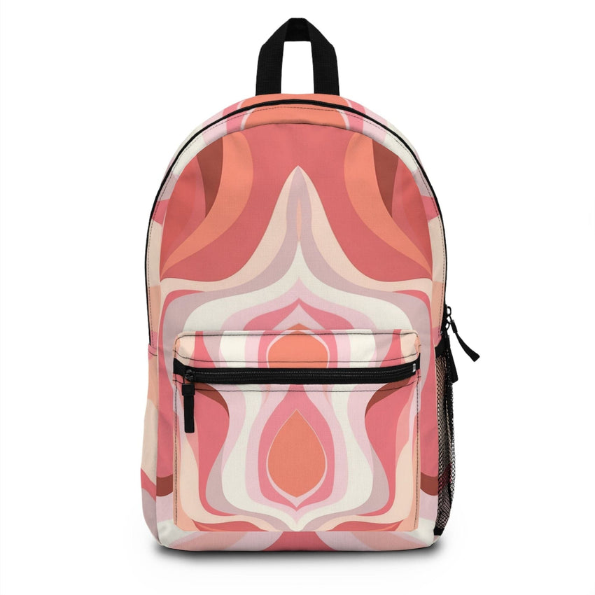 Backpack Work/school/leisure - Waterproof, Boho Pink And White Contemporary Art Lined Pattern - 7DAY'S